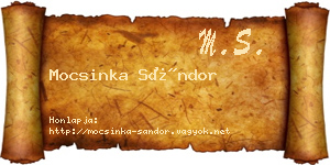 Mocsinka Sándor névjegykártya